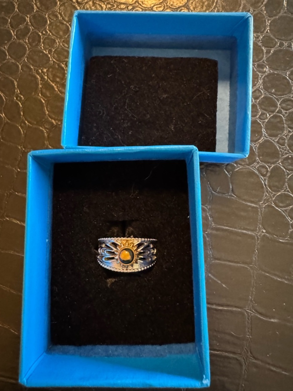 Michael Anthony Silver Wing Sunburst Ring 7.25 with Nativity Stone NWT - Picture 9 of 9